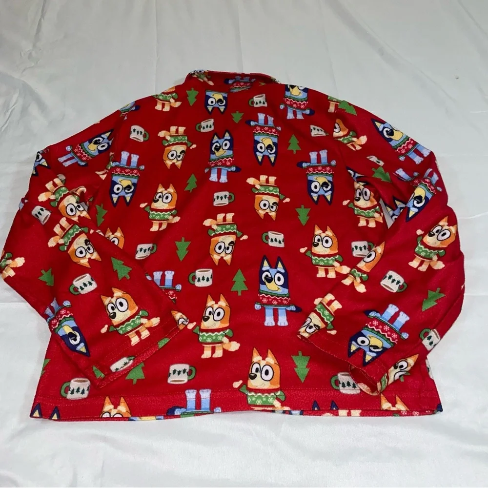 Bluey Christmas Fleece Pajamas Set Red Holiday Bingo Boys Girls Size 12